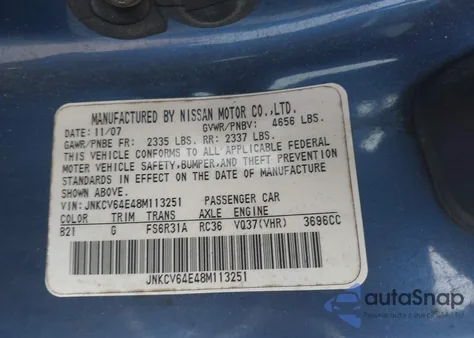 2008 Infiniti G37 Sport z USA, uszkodzony, nr VIN JNKCV64E48M113251